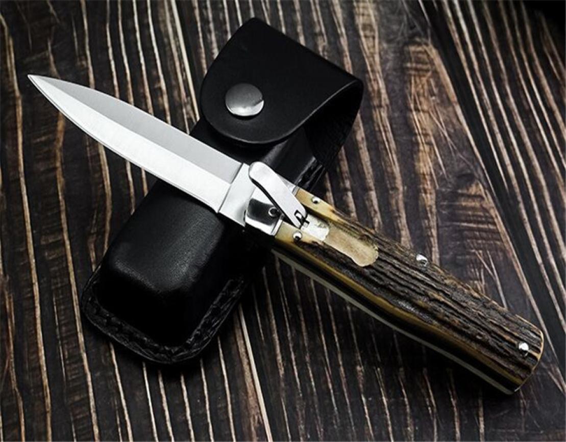 

The Horizontal Single Action Bill DeShivs Folding Knives D2 Blade Antlers Handle Tactical Survival Knife EDC Tools BM429500040