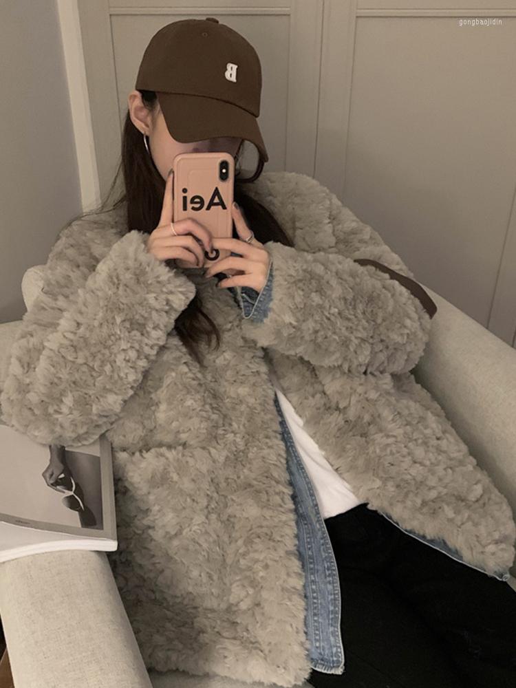 

Women' Fur 2022 Winter Fashionable Faux Jackets Female' Personality Street Casual Slim Fitted Elegant Tops Loose Fake Coats C07, Zangzang grey