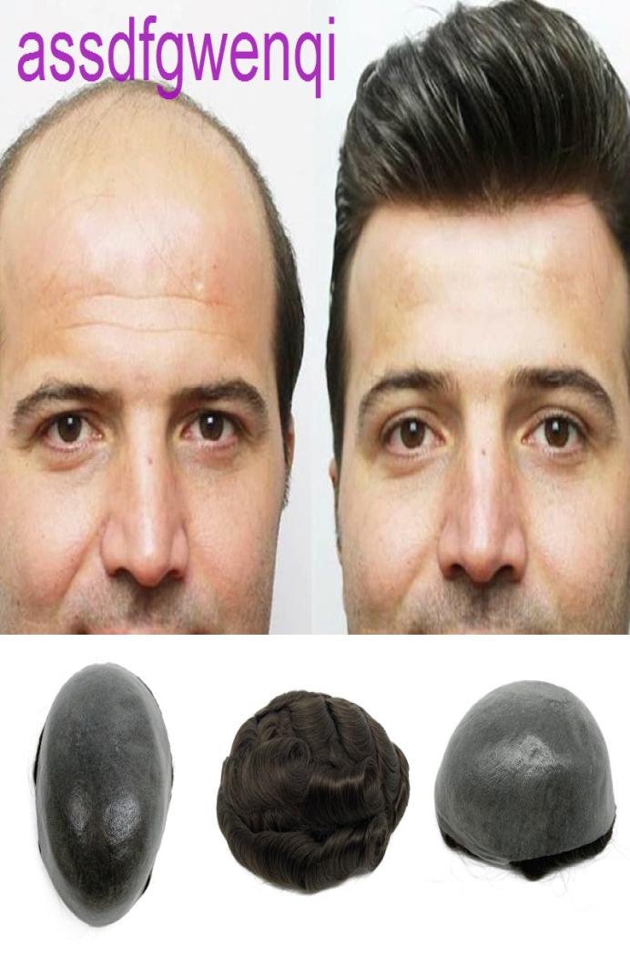 

thin skin base human hair mens wigs skins hair replacement mens toupee6615236, Natural color