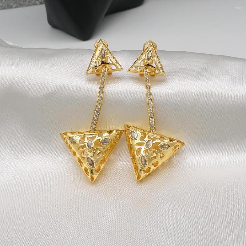 

Dangle Earrings Fashion Jewelry Gold Luxury Large Triangle Drop Wedding Party Earring For Women Accessories