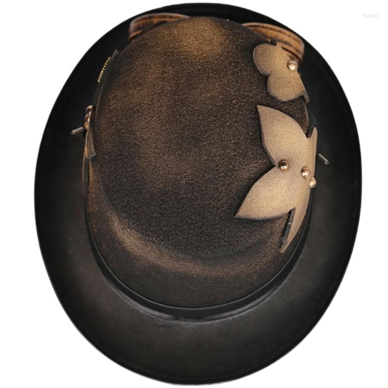 

Berets Steampunk Top Hat For Men With Goggles Gay Jazz Bowler Party Costume Carnival Nightclub, Black