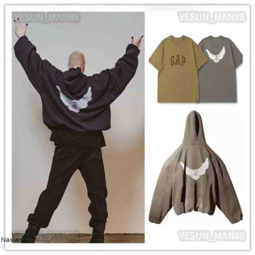 

Designer Kanyes Classic Wests Luxury Hoodie Three Party Joint Name Peace Dove Printed Mens And Womens Yzys Oversize Pullover Sweater Hooded Naxian GAP