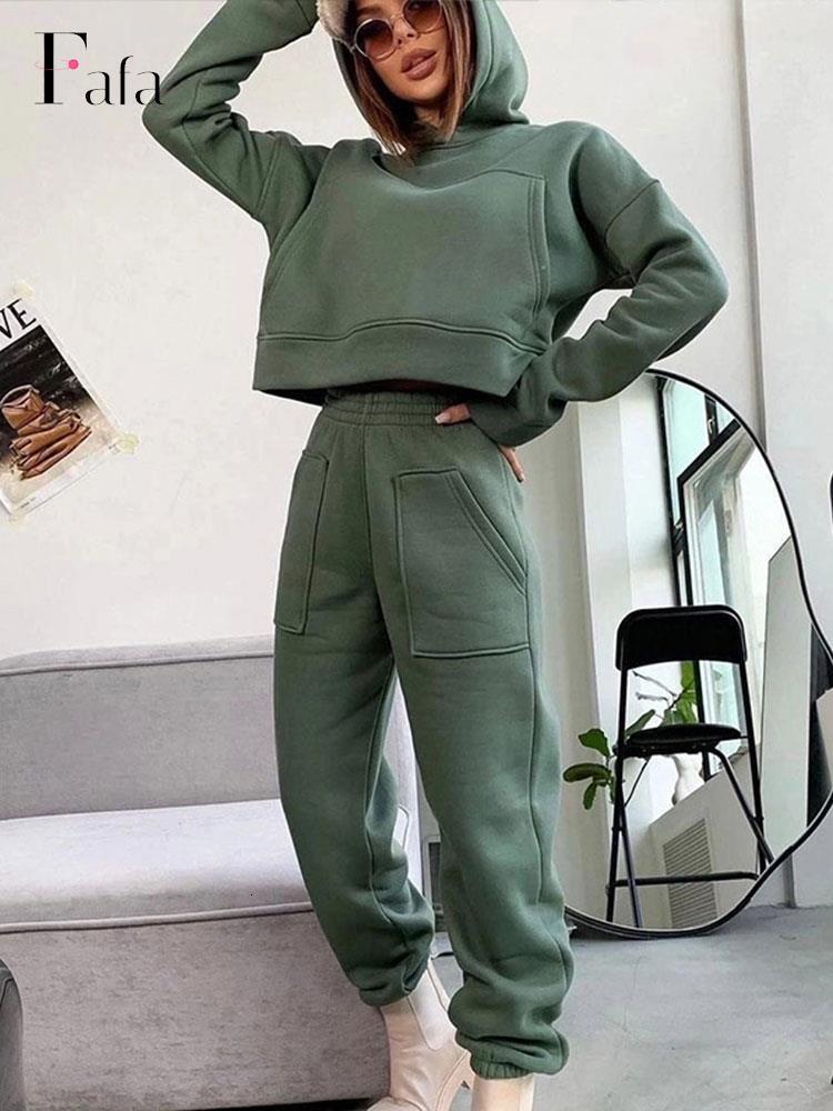 

Women  Two Piece Pants Tracksuit Fleece Hooded Pieces Set Loose Hoodies Jogger Female Autumn Winter Casual Sportswear Suit 221119, Rose red