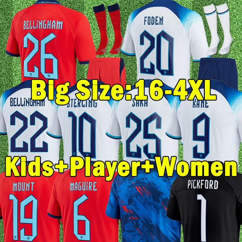 

XXXL 4XL 22 23 ENG soccer jerseys LAND STERLING RASHFORD KANE MOUNT SANCHO ENGlANDS 2022 2023 national football top soccer shirt men kids kit sets goalkeeper uniform, 2022 gk
