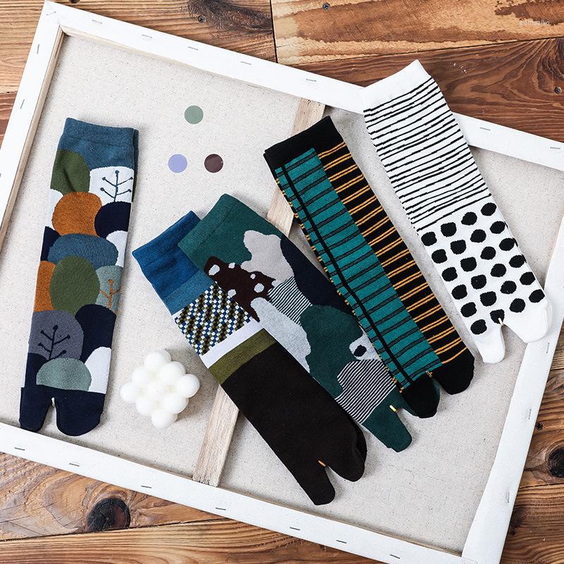 

Men's Socks 5 Pairs Cotton Two Finger Toe Short Middle Tube