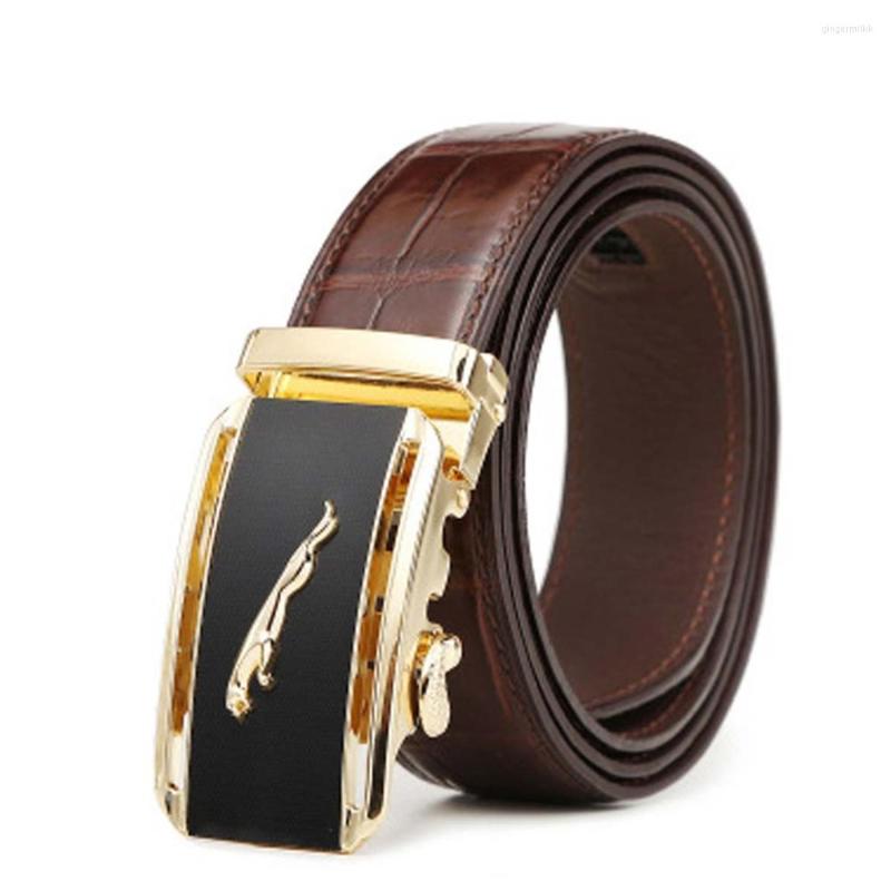 

Belts Linshe Crocodile Belt Male Fashion Leisure Men Business Genuine Leather Automatic Buckle, Black