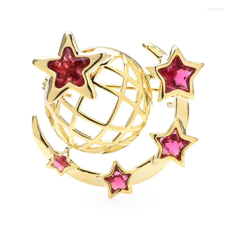 

Brooches Wuli&baby Star And Earth For Women Unisex Cubic Zirconia 2-color Globe Party Office Brooch Pin Gifts