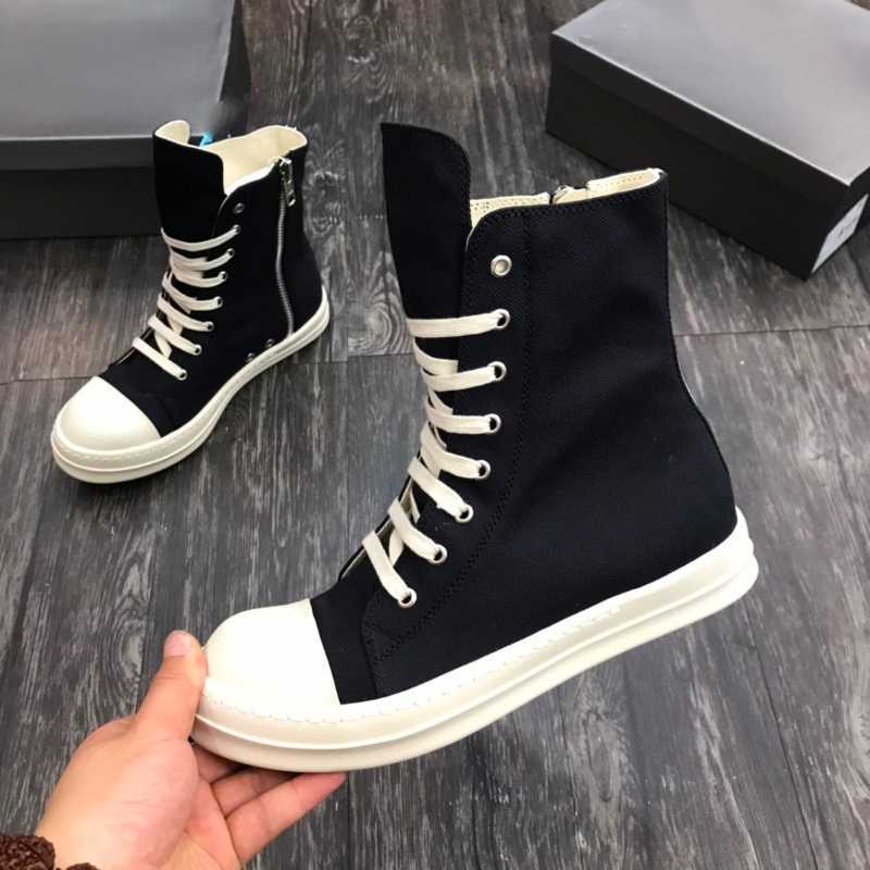 

Top Quality RO Man High Shoes Women Canvas Sneakers Black Lace Up Boot, Ro shoes