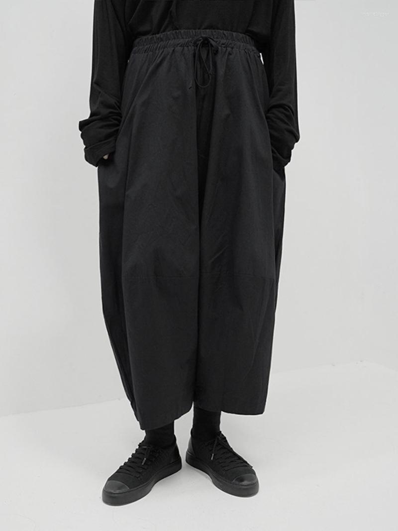 

Men' Pants Men' Loose Black Wide Leg Japanese Fashion Trend Simple Splicing Versatile Casual Large Size Capris