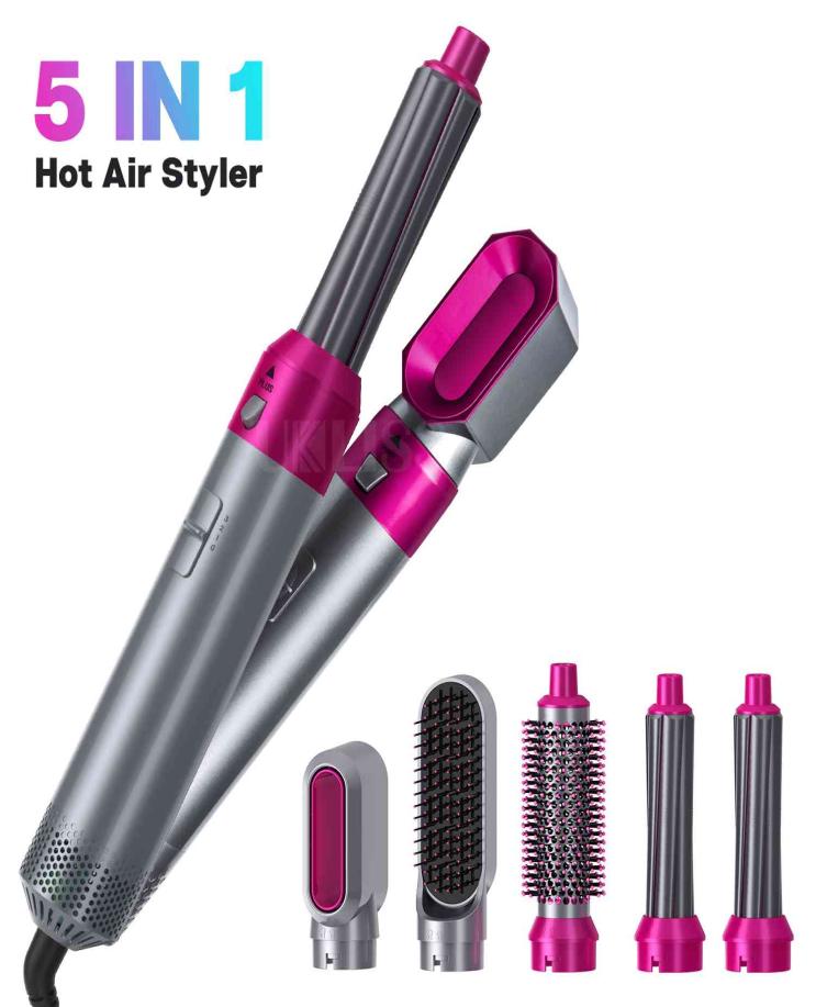 

Professional 5 in 1 hair dryer brush multifunctional hair straightening electric perm comb styling tool 3 speed temperature contro2631560