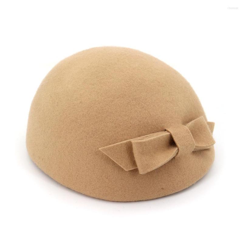 

Berets High Quality 2022 Women's British Vintage Wool Top Hat Bow Beret Painter's Outdoor Solid Casual Fall Winter, Black