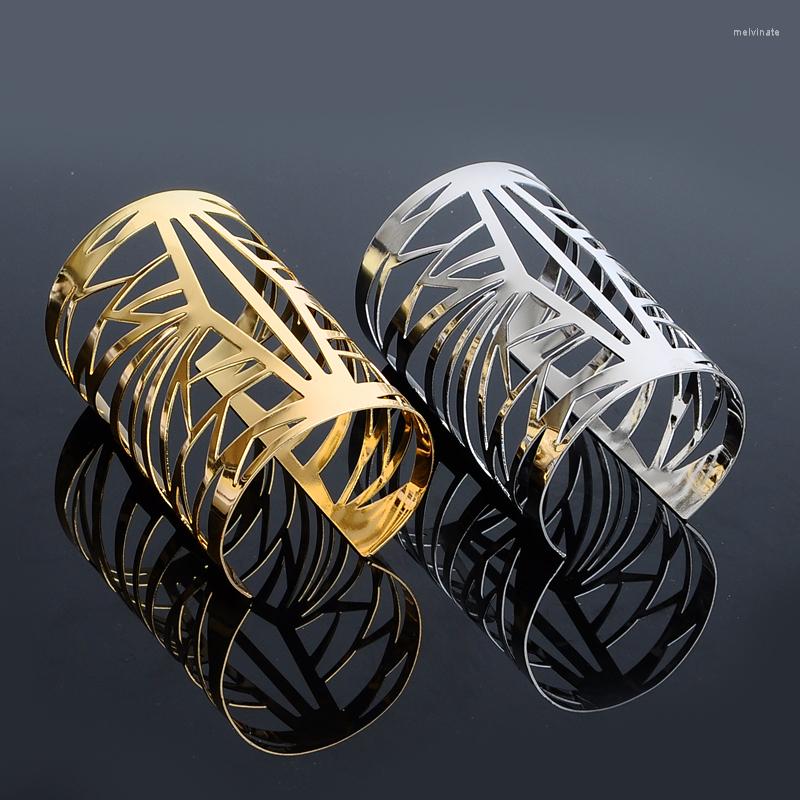 

Bangle Arrival Fashion Charm Bracelet For Women Punk Style Bangles Gold Color Hollowed Out Cuff Lady Brand Jewelry