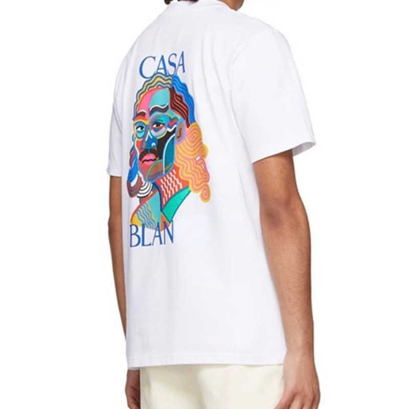 

Casa mens short sleeve t shirt Casablanc designer tshirt men women sweatshirt fashion print Hip Hop round neck pullover tee Casual T-shirt K88, White-6