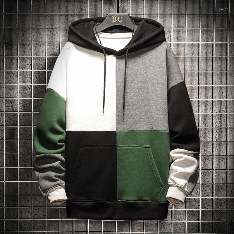 

Men's Hoodies Men Hip Hop Hoodie Fashion Clothing Patchwork Hooded Sweatshirt Spring And Autumn Fleece Warm Thicken Tops, Pink