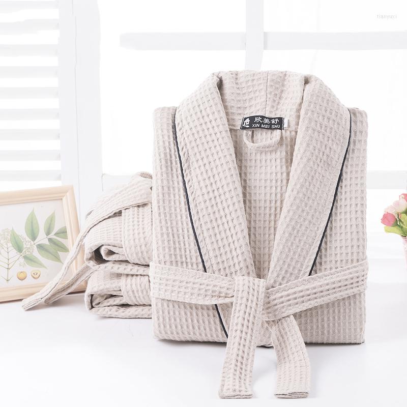 

Men's Sleepwear Men Bathrobe Summer Cotton Kimono Bath Robe Suck Water Mens Dressing Gown Sexy Knitted Waffle Spa Robes Male Solid, Color 4