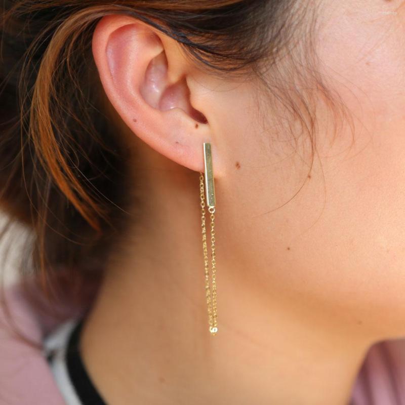 

Dangle Earrings Bar Tassel Chain Earring Plate Elegant Women Jewelry 925 Sterling Silver Polished Charming Party
