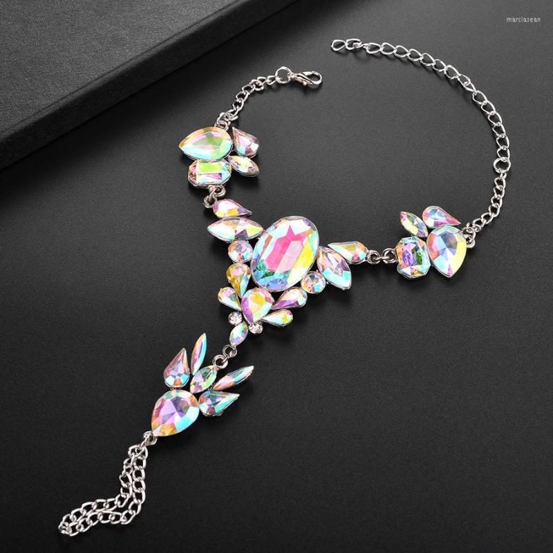 

Anklets Punk Crystal Jewel Anklet Female Barefoot Ankle Toes Lady Leg Designer Luxury Women Rhinestone Chain Summer Beach Jewelry