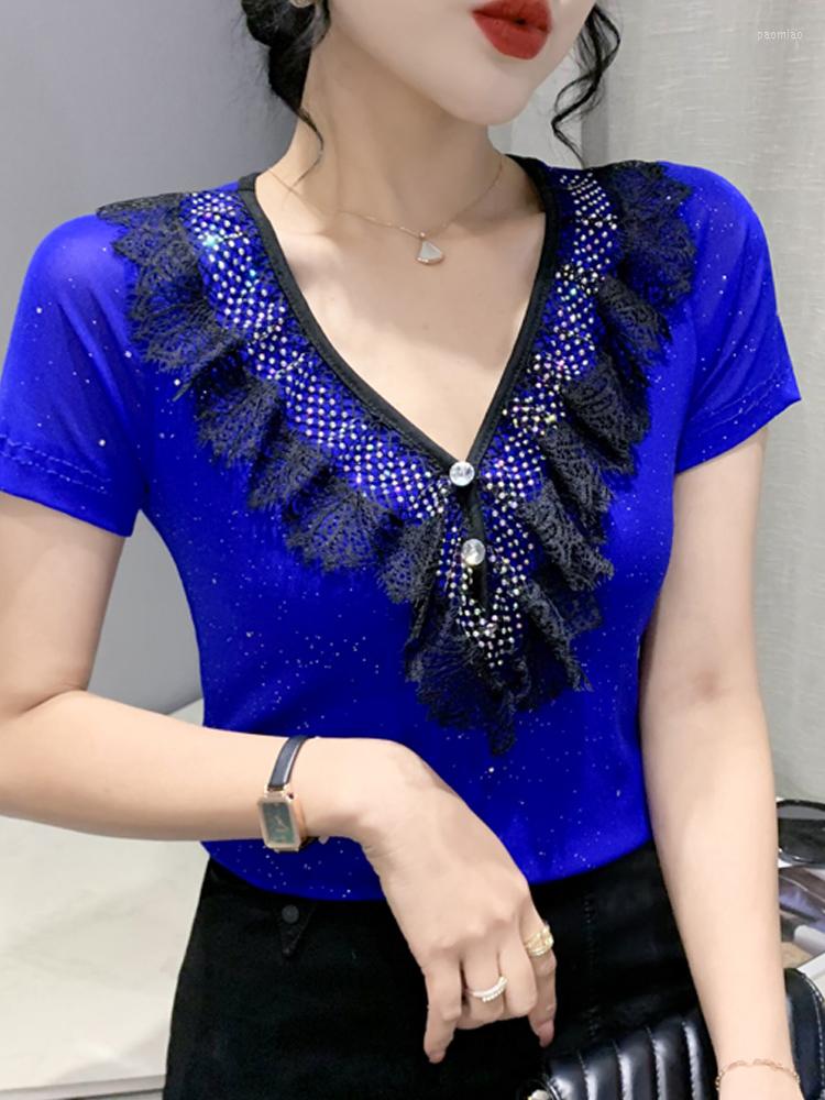 

Women' T Shirts Summer Short Sleeve Shirt Women Ruffles V-Neck T-Shirt Blusas Mujer De Moda 2022 Verano Tops Tees T-Shirts G199, Red