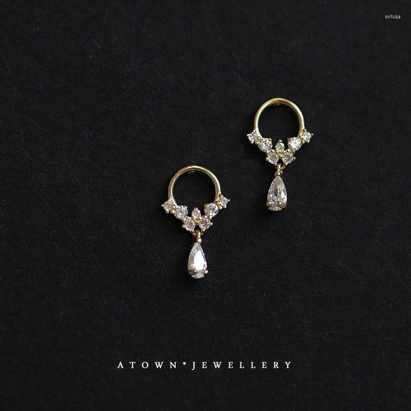 

Stud Earrings 925 Sterling Silver For Women Set Tassel Gold Crystal Zircon French Fashion Wedding Jewelry INEFFA Anti-Allergic Design