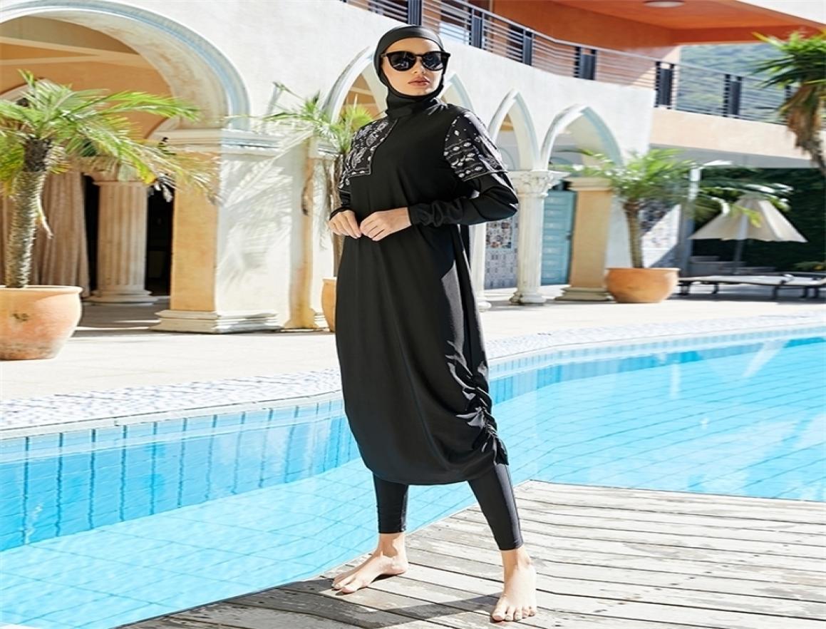 

Hijabs Arrival Stylish Muslim Swimwear 3 Piece Long Robe Swimming Suit Muslimah Swimsuit Islamic 2209238165872