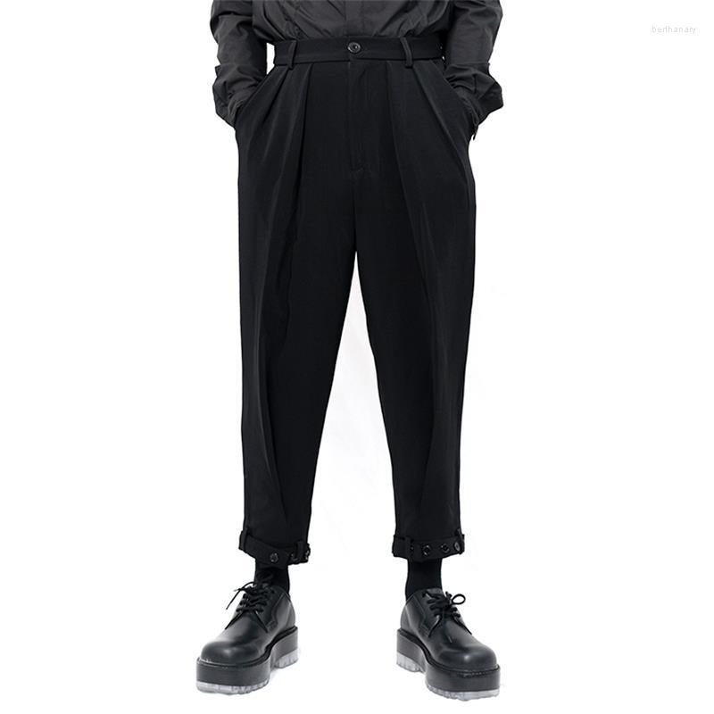 

Men' Pants Men' Casual Black Simple Capri Multifunctional Pleated