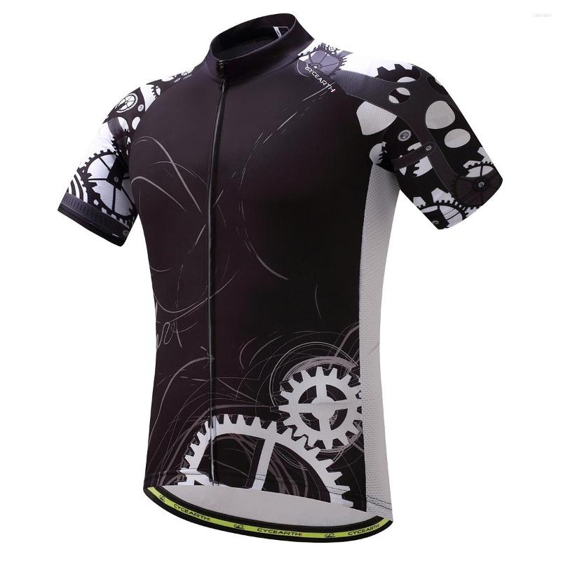 

Racing Jackets 2022 Mens Summer Short Sleeve Cycling Jersey CYCEARTH Bycicle Clothing Ropa Ciclismo Bike Clothes Quick Dry Sportwear Shirts
