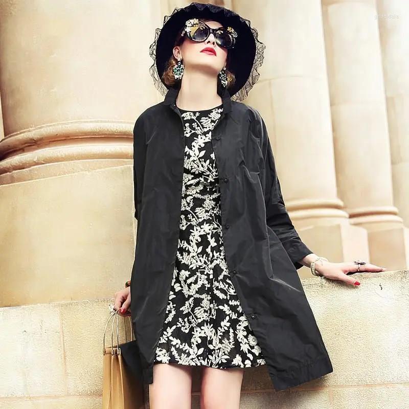 

Women' Trench Coats Casaco Feminino Chic Coat Women Spring Autumn Windbreaker Outerwear 2022 Loose Mid-Long Fashion Jackets Female, Green