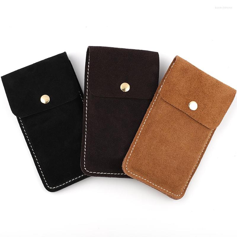 

Watch Boxes Suede Leather Black Collection Bag Portable Watches Storage Box Protective For Men Women Jewelry Accessories