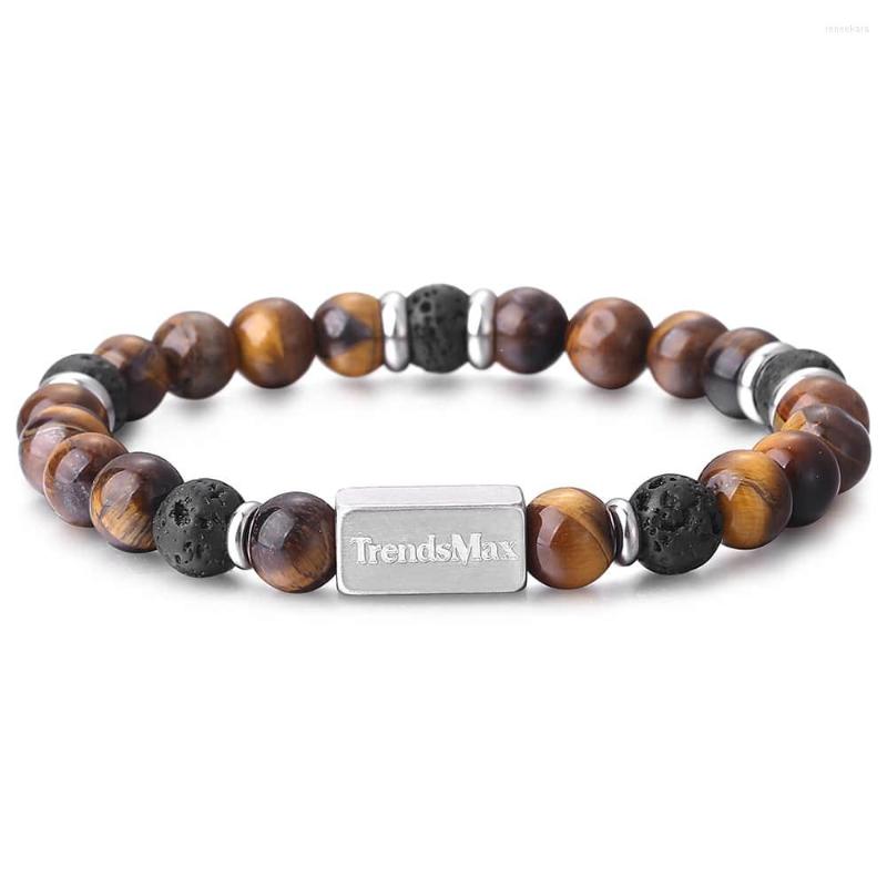 

Strand 8mm Natural Tiger Eye Stone Bracelets Lava Bead Bracelet For Men Womens Stretch Jewelry Gifts Wholesale 19cm HTBB013018
