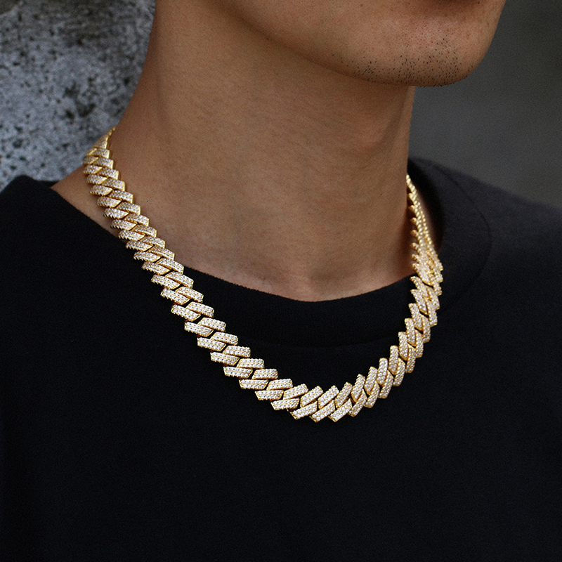

Chokers Fashion 14mm Cuban Link Chains Pink Gold Silver Color For Women Mens Hip Hop Jewelry Iced Out 2 Row Crystal Necklace Gifts 221119