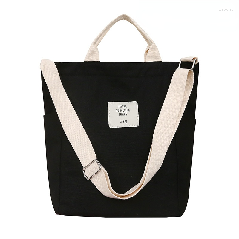 

Evening Bags 2022 Spring Autum One Shoulder Canvas Bag Korean Style Leisure Large Capacity Portable Handbags, Black
