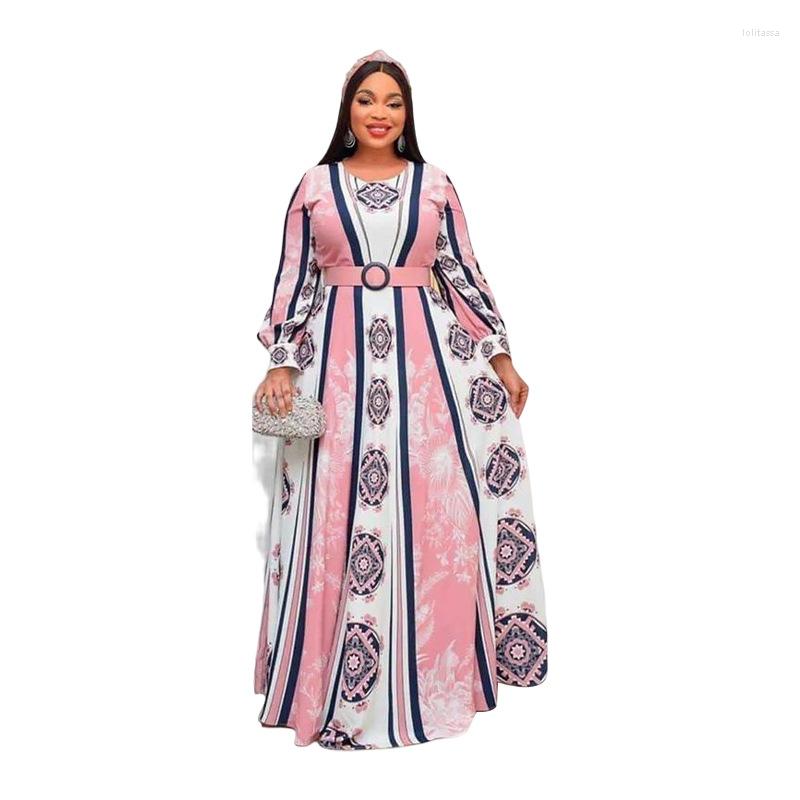 

Plus Size Dresses Printed Striped Patchwork Long Dress For Women O Neck Sleeve Indie Folk Vestidos Party 2022 Female Robes, Red
