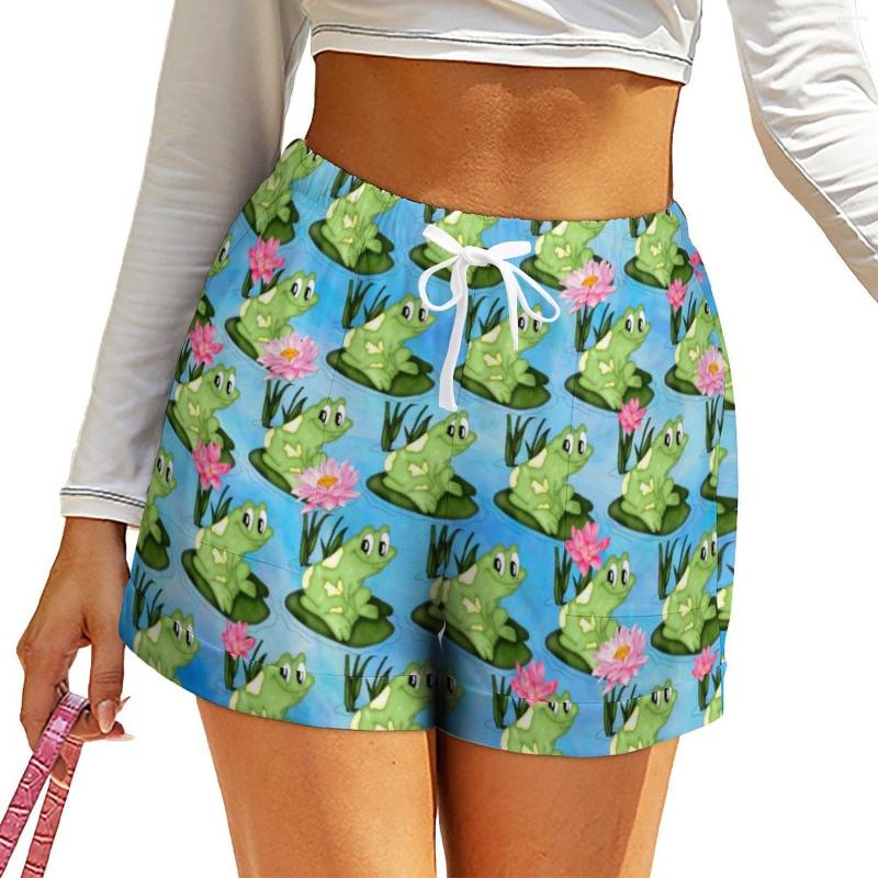 

Women' Shorts Happy Frog Women Pink Lotus Flowers Print Casual Y2k High Waisted Oversize Short Pants Kawaii Bottoms, Style-6