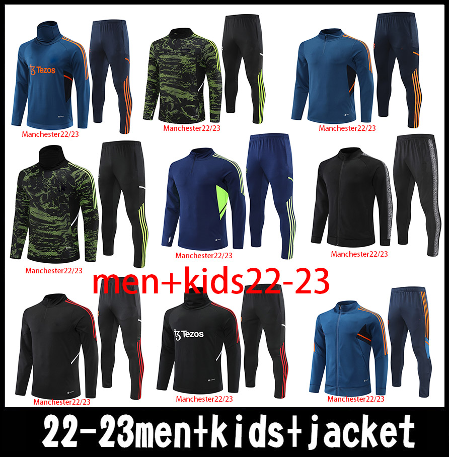 

top 2022 kids MANCHESTER SANCHO Jerseys soccer Tracksuit UNITEDs Track suits jacket Real MadridS RONALDO chandal training Barcelona RASHFORD UTD sports wear, Gold