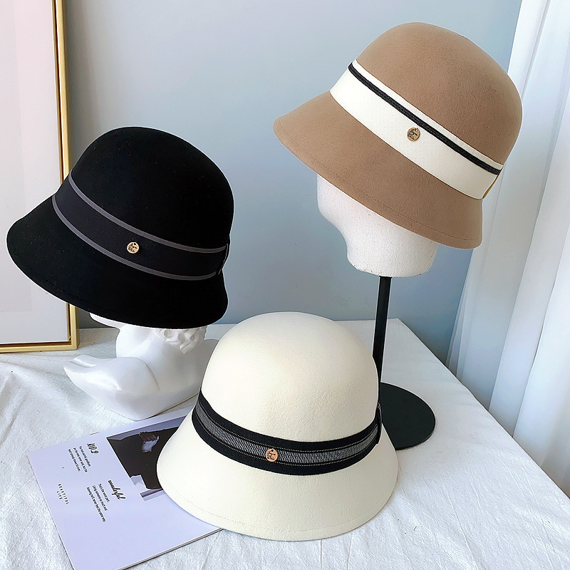 

Wide Brim Hats Bucket Female Winter Wool Vintage Elegant Womens Fedoras Felt Fashion French Bowler Sombrero Headwear 221119, Black