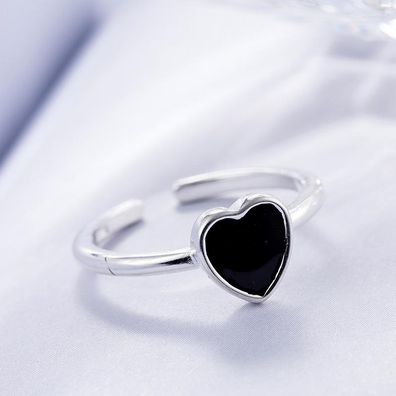 

Wedding Rings Black Heart For Women Lady Punk Vintage Open Antique Statement Jewelry