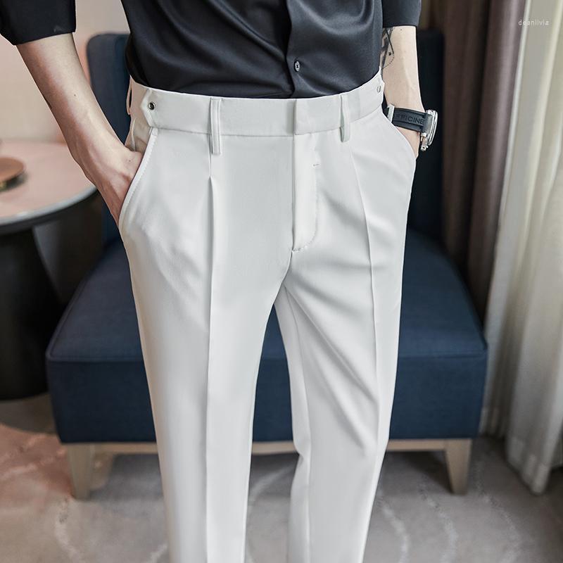 

Men's Suits 2022 British Fashion Versatile Slim Long Pants Men's Spring Clothes Office Trousers Men Luxury High Waist Casual Suit, White