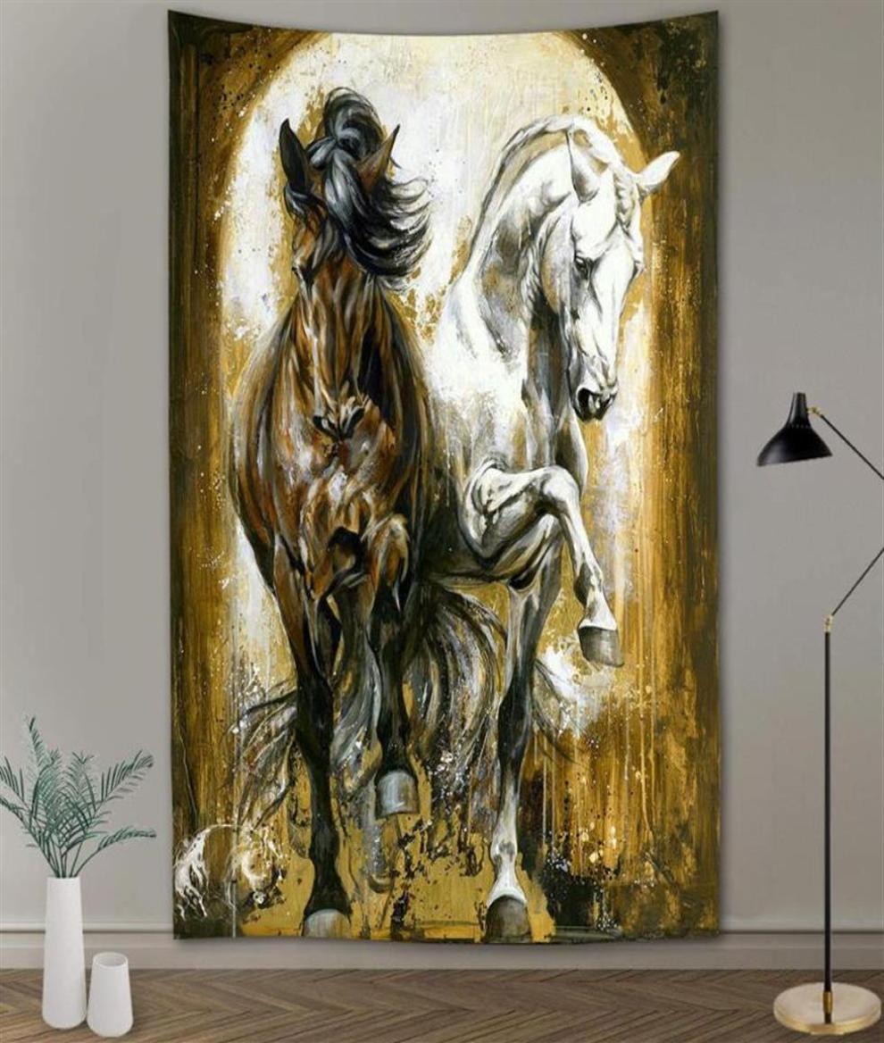 

Tapestries Black WhitePentium Horse Wild Leopard Animal Print Wall Hippie Tapestry Polyester Fabric Home Decor Rug Carpets Hanging1061966
