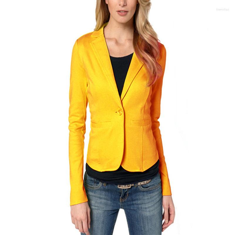 

Women' Suits Women Autumn Fashion Solid Notched Long Sleeve Short Blazer Jacket Coat Office Lady Yellow Work Casual Tops Outwear -2XL, Black