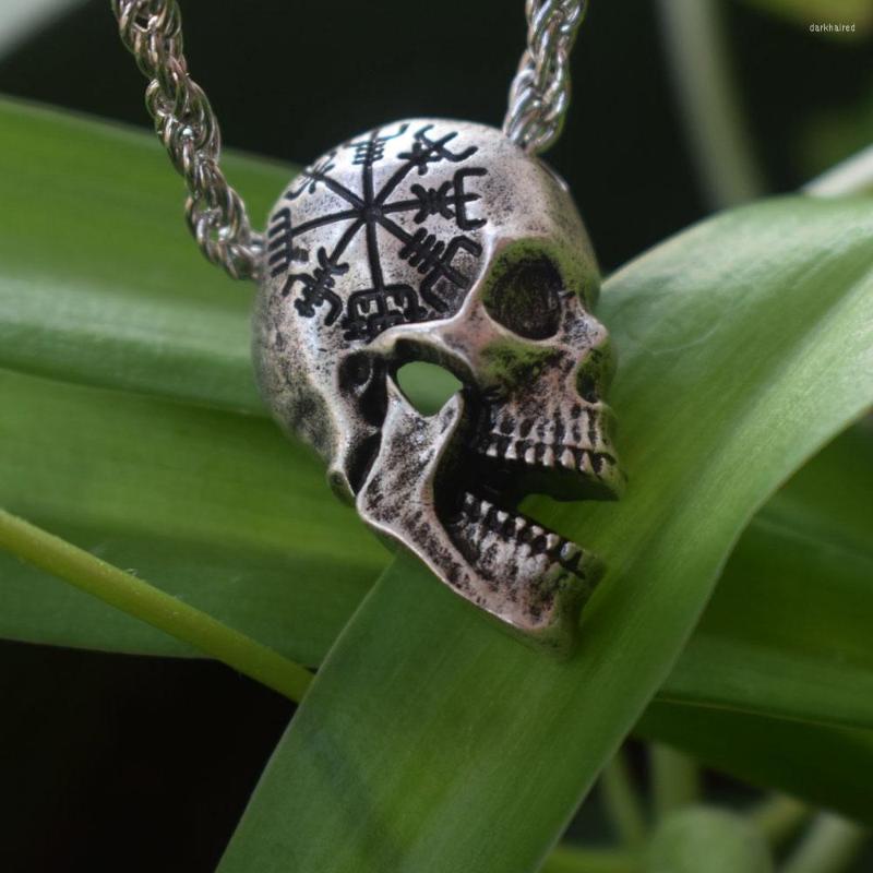 

Chains SanLan 12pcs Norse Symbols Skull Necklace Vegvisir Amulet Talisman