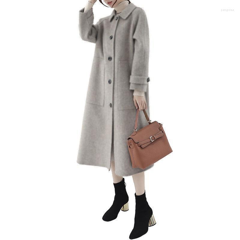 

Women's Trench Coats High-End Woolen Coat Women's Autumn Winter Style Korean Mid-Length Solid Color Cashmere Large Size Windbreaker, M coffee color