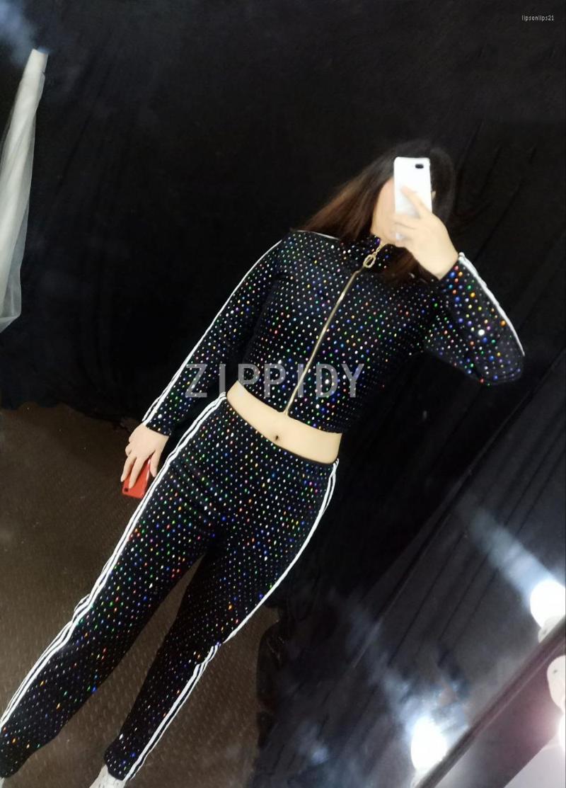 

Women' Two Piece Pants Birthday Celebrate Nightclub Female Singer Leggings Dance Show Outfit Sparkly Multicolor Sequins Bodysuit 2 Style