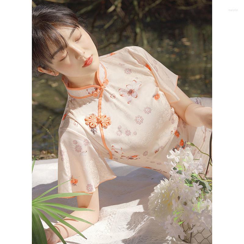 

Ethnic Clothing Summer Vintage Qipao Women Flower Sexy Party Dress Chinese Traditional Cheongsam Vestidos Classic Mandarin Collar Evening
