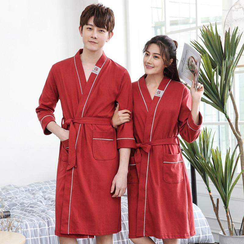

Men's Sleepwear Men's Robe Cotton Bathrobe Kimono Nightgown Long-sleeve Bathrobes Long Design Bride Bridal Wedding, Pink