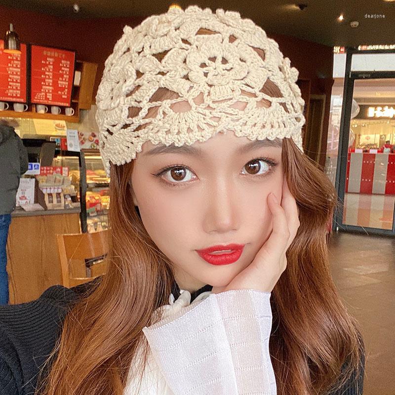 

Hats Japan Korea Hand Woven Cotton Thread Thin Section Hollow Out Spring And Summer Breathable Skin Hat, Black