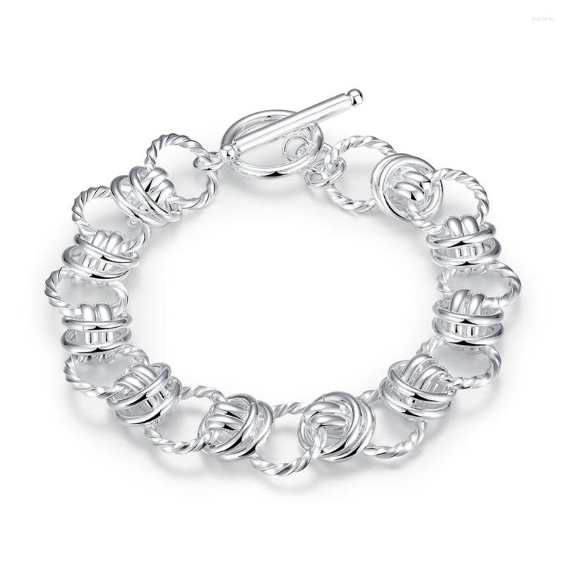 

Link Bracelets Cross-Border Foreign Trade Jewelry Spot Double Circle Bracelet Silver-Plated Fashion Ladies Creative 2022