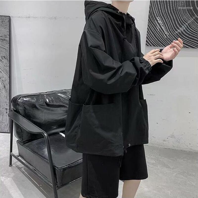 

Men's Hoodies Men With Sweatshirts Plus Size 3XL Drawstring Solid Design Males Loose Chic Leisure Outwear Street Harajuku All-match, Black