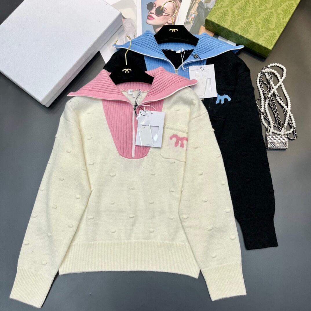 

designer Women' Sweaters New for Wool Ladies Luxury Brand Designer Channel Cardigan Knitted Sweater Casual V-neck Stitching Cashmere top a3CSTR, White