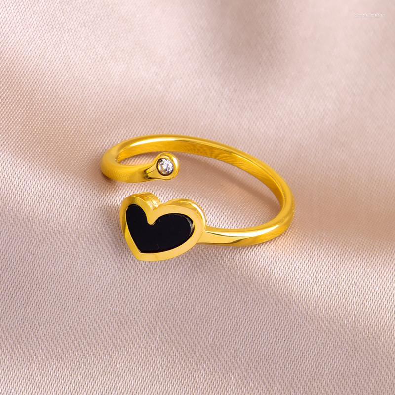 

Wedding Rings 316L Stainless Steel Crystal Heart Ring For Women Fashion 18K Plated Gift Accessories Jewelry Wholesale St