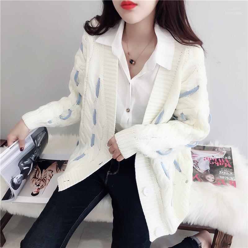

Women's Sweaters Women's Women Sweater Button Long Sleeve Knitted Cardigan Spring Autumn V Neck Coat Lady Korean Wild Outerwear 11944, Blue